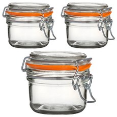 utopia 扣式玻璃密封罐 橘色 125ml, 3個, 密封保鮮，易於清潔