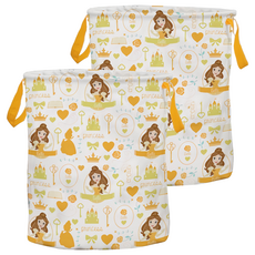 收納王妃 迪士尼收納系列 公主系列 收納筒 圓中款 直徑35 x 47cm, 繽紛貝兒, 2個