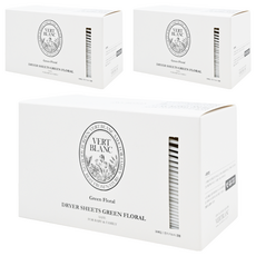 VERT BLANC 烘衣衣物柔軟片 Set 30片, 綠色花香, 植物性柔軟成分, 3盒