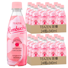 TEAZEN Zero氣泡茶，水蜜桃口味，無糖，低卡路里，含後生元, 340ml, 48瓶