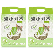 PAWGETHER 寵小到大 高吸水分子豆腐砂 2包 7L 貓砂, 綠茶