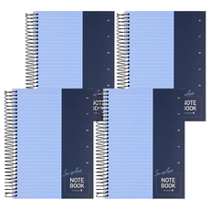 morning glory 硬皮16開左翻線圈筆記本, 4本, 顏色隨機