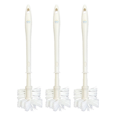 Easy Cleaning Solution 潔田屋 Life+ 掏汙雙面廁刷馬桶刷 - 360度圓形刷頭 高密度濃密刷毛 加長手柄, 白色, 3支