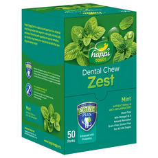 happi DOGGY 纖嚼 健齒棒 50入 無穀 含有Omega 3 & 6, 薄荷, 1盒