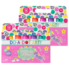 DO-A-DOT ART 點點畫筆 Set 5支入, 歐美安全認證, 獨特筆管設計, 顏料快速乾燥, 亮粉鮮果色, 2盒