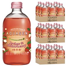 AQUAGEN 日本草莓荔枝海洋深層氣泡飲, 330ml, 27瓶