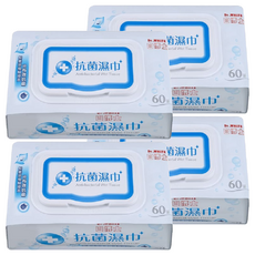 Dr.White 白博士 抗菌濕巾 含天然蘆薈溫和潔淨成分 細柔水織布紙材 13%酒精含量 居家外出適用, 60張, 4包