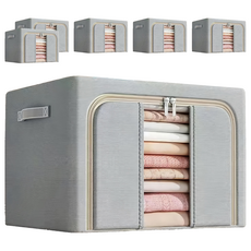 小麥購物 大容量透明大視窗衣物棉被收納箱 L2392 100L, 6個, 灰色