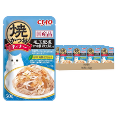 INABA CIAO 啾嚕 鰹魚燒晚餐包 化毛配方, 50g, 96包, 鰹魚 + 柴魚片 + 干貝