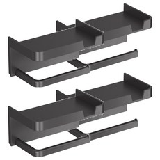 Balgeunliving 免打孔置物架式衛生紙架, 黑色, 4個