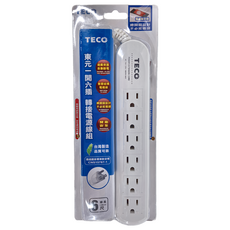 TECO 東元 一開六插轉接電源線組 3孔, 1.8m, 白色, 1個