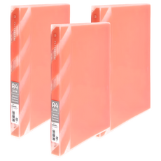 KyOKUTO 半透明彩色資料夾 30孔 A4 31.9 x 26.5 x 2.7cm, 粉橘色, 3本