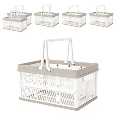 樂居家 手提摺疊收納籃, 6個, 白灰色