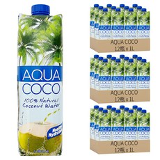 AQUA COCO 100%椰子水, 1L, 36瓶