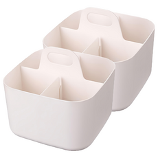 小麥購物 手提分隔收納盒 C604 4格 262g, 白色, 2個