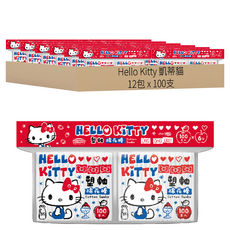 Hello Kitty 凱蒂貓 塑軸棉花棒, 12包, 100支
