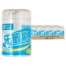 Little Pink Rabbit 粉彩小兔 牙籤刷 台灣製造, 0.1cm, 300支, 12罐