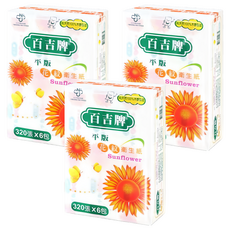 百吉牌 平版衛生紙 花紋 Sunflower 320張, 6包, 3袋