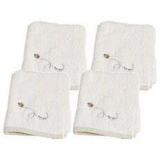 SHING LONG TEXTILE 台灣興隆毛巾 繡蜜蜂有機棉毛巾 米白色, 4條