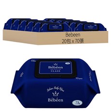 Bebeen 高級壓花低刺激嬰兒濕巾蓋型, 73g, 1包, 20包