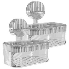 Reddot 紅點生活 強力吸盤雙層菜瓜布肥皂盒 2個 透白, 浴室收納好幫手