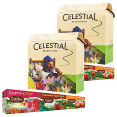 CELESTIAL SEASONINGS 詩尚草本 綜合禮盒 覆盆子活力茶 + 蘋果肉桂茶 + 蜜桃風情茶, 1.5g, 2盒, 60包