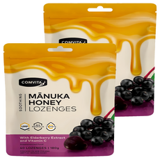 COMVITA 康維他 麥蘆卡蜂蜜潤喉糖 接骨木莓口味, 180g, 2包