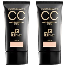 TTMAX 全效完美修飾CC霜SPF33 2入 打造自然裸妝感 防曬保濕, 15%修飾潤色, 30ml