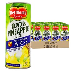 Del Monte 無糖 100% 鳳梨汁 含維生素 A-C-E, 240ml, 24罐