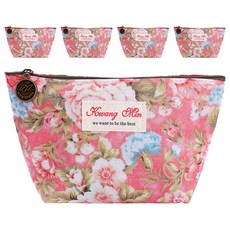 雙層防水萬用包 (收納包) 粉底花朵(小/約18*10公分) 5入 - 輕巧便攜