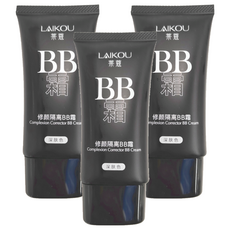 LAIKOU萊蔻 多效修護隔離BB霜 深膚色 均勻膚色 輕盈透氣 持久服貼, 50g, 3條