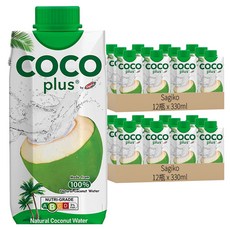 Sagiko Cocoplus 100%純椰子水 330ml*12罐 純正自然 口感清爽 非濃縮製成 保留原始風味 無人工色素添加, 24瓶