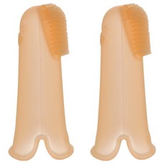 Richell 利其爾 軟膠指套型牙刷 矽膠材質 柔軟不傷牙齦 適用六個月以上幼兒, 2個, 橘色, 1入