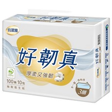 倍潔雅 好韌真 抽取式衛生紙 3層 100張, 10包, 1袋