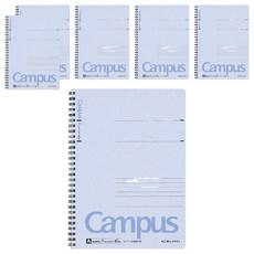 KOKUYO Campus 雙線圈筆記本B5A罫 藍色 7mm行距 學生筆記本, 6本