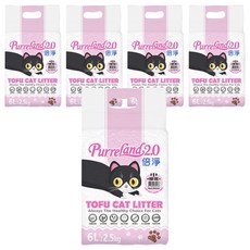 PurreLand 倍淨 2.0豆腐貓砂 凝結力強 低粉塵, 櫻花, 6L, 5包