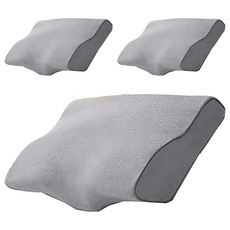 DON 3D防鼾透氣蝶型枕, 高密度材質, 人體工學設計, 穩固睡姿, 舒緩頸椎壓力, 34 x 60cm, 灰色, 3個