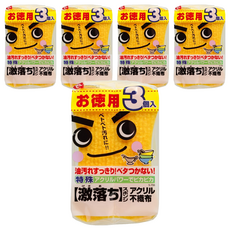 LEC 激落廚房清潔海綿 黏稠汙垢, 3個, 5包