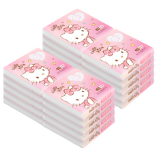 ONEDER 旺達棉品 三麗鷗凱蒂印花面紙巾 輕巧方便攜帶 原生紙漿製造, 10包, 2組