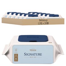 Bebesup Signature Blue Eco 嬰幼兒濕紙巾 掀蓋式, 20張 x 12包