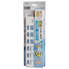 東億 TY-S122 2P 6開6插延長線, 1.8m, 1條