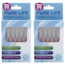 PuRE LiFE 寶淨 纖柔護齒可替換牙間刷毛 Set 10支 台灣設計日本製造德國技術 1.3-1.4mm 桃紅, 2盒