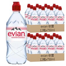 evian 依雲 台灣公司貨 天然礦泉水, 750ml, 24瓶