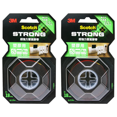 3M Scotch 超強力雙面膠帶 塑膠用 V1802N 18mm x 1.5m, 紅色, 2捲