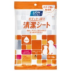 LION 獅王 漂亮寵物清爽潔膚巾 25入, 濕潤網格, 貓狗可用, 無香, 1包