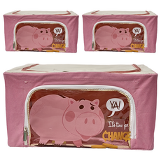 收納王妃 玩具總動員 牛津布收納箱 火腿 22L, 粉紅色, 3個