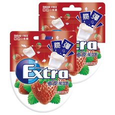 Extra 益齒達 草莓脆皮魔立方 無糖口香糖, 57.2g, 2包