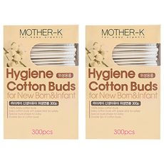 MOTHER-K 100%純棉 兩用安全棉花棒 嬰兒/新生兒適用 300支, 2盒