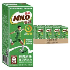 MILO 美祿 經典原味巧克力麥芽飲品 198ml*24瓶, 72瓶
