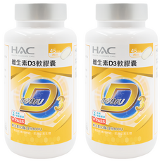HAC 永信藥品 維生素D3軟膠囊, 每日800IU, 維持神經肌肉正常生理, 90顆, 2罐